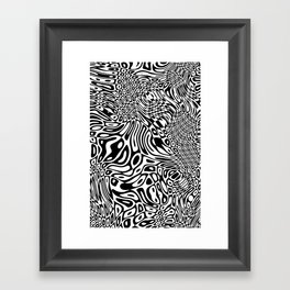 Black  and white psychedelic optical illusion Framed Art Print