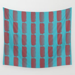 Red and Aqua Grid Brushstroke Pattern 2021 Color of the Year Passionate & September Skies Wall Tapestry