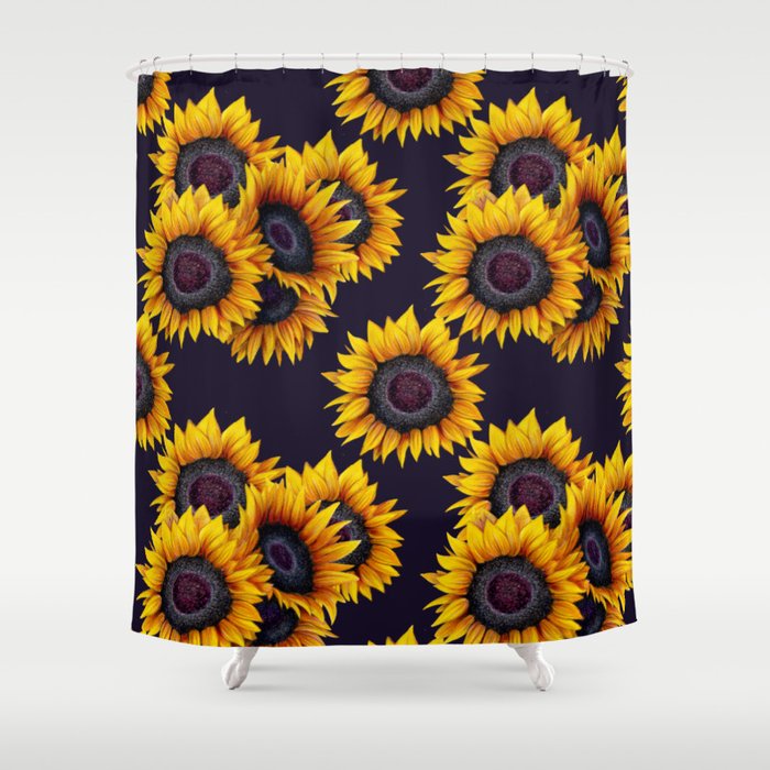 Sunflowers Yellow Navy Blue Elegant Colorful Pattern Shower