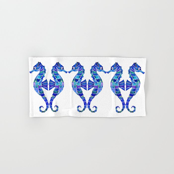 Watercolor Seahorses - Royal Blue Hand & Bath Towel
