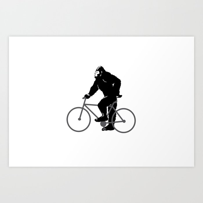 Bigfoot  riding bicycle Art Print