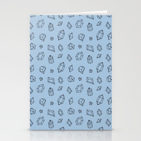 Pale Blue and Black Gems Pattern Stationery Cards