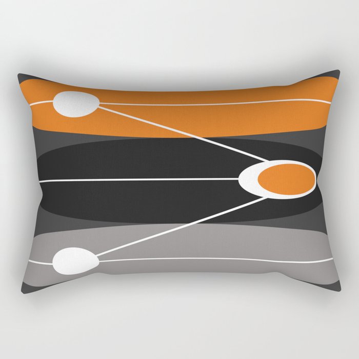 Orange, black, and gray Mid Century Modern Print Rectangular Pillow
