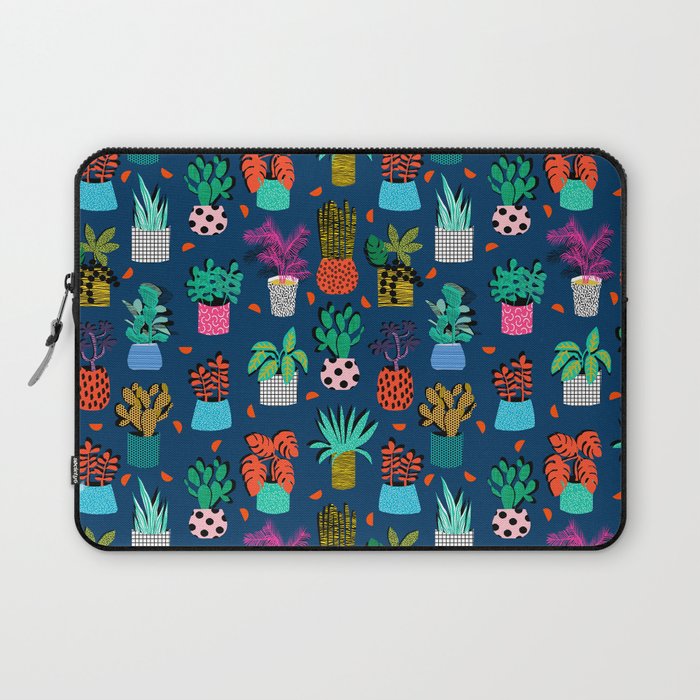Check It - house plants indoor monstera neon bright modern pattern retro throwback memphis style Laptop Sleeve