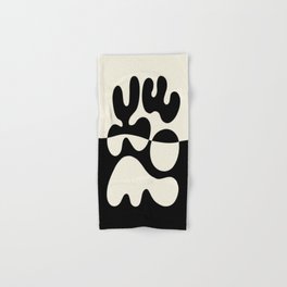 Mid Century Modern Organic Abstraction 235 Black and Ivory White Hand & Bath Towel