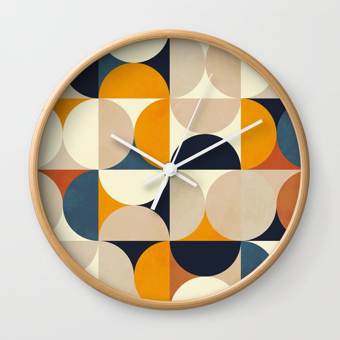 mid century abstract shapes fall winter 1 Wall Clock