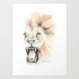 Savage Lion Art Print | Painting, Animal, Nature, Illustration 