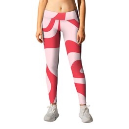 Retro Liquid Swirl Abstract Pattern Cherry Pink Leggings