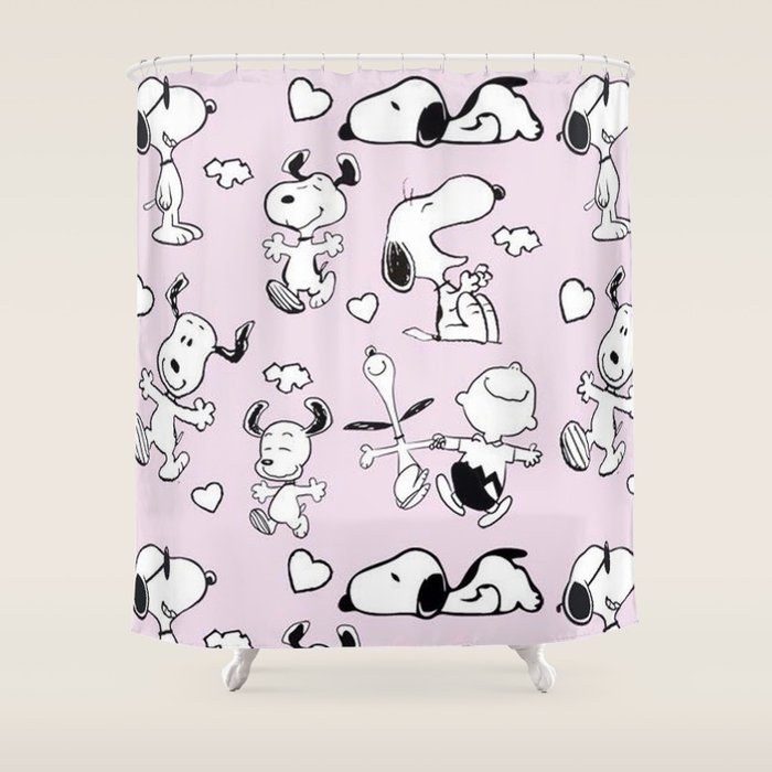 Snoopy Pink Shower Curtain By Haisesasaki Society6 Snoopy Pink Shower Curtain
