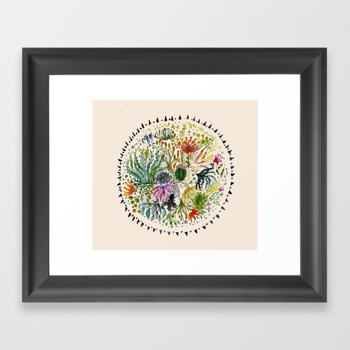 Succulents Mandala Framed Art Print