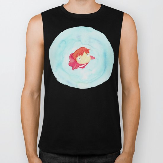 Ponyo Watercolor Biker Tank