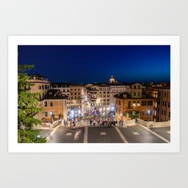 Spanish Steps and Piazza di Spagna at dusk - Rome, Italy Art Print