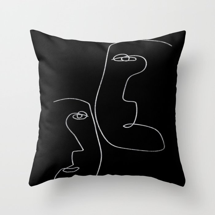Modern Minimalist 2 Face Line Print Throw Pillow
