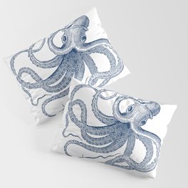 Blue nautical vintage octopus illustration Pillow Sham