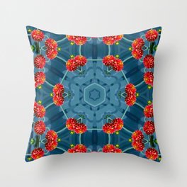 Floral Variant Red & Blue Throw Pillow