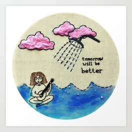 Shower Float Embroidery Art Print