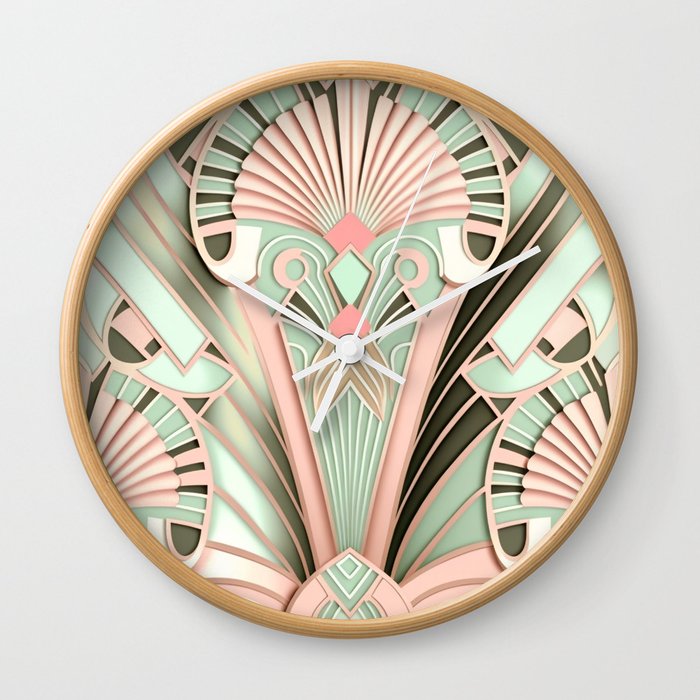 Art Deco Glam Pastel Luxe Pattern Wall Clock