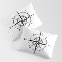 Vintage Nautical Compass with Black Border Pillow Sham | Coastal, Cottage, Typography, Graphicdesign, Sailing, Style, Nautical, Decor, Design, Home 