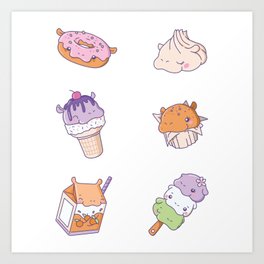 Fun Hippo Snacks Cute Kawaii Aesthetic Art Print