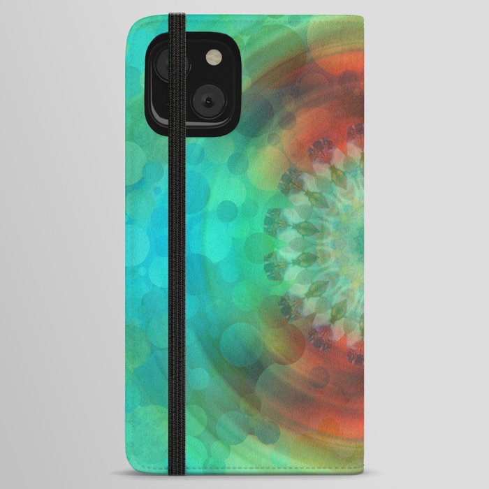 Inner Light Green Red Blue Abstract Art by Sharon Cummings iPhone Wallet Case