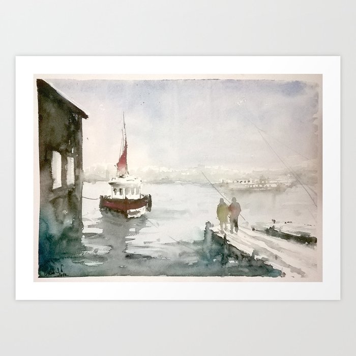 Fishing in Istanbul Art Print