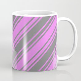 [ Thumbnail: Grey & Violet Colored Striped Pattern Coffee Mug ]