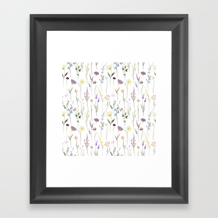 Pretty Wildflowers Floral Pattern Framed Art Print