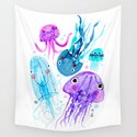 Jelly Fish Fields - Ocean Watercolor Wandbehang