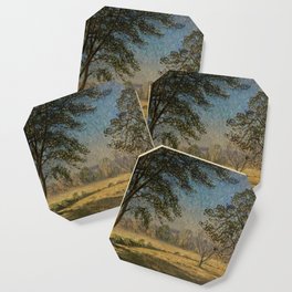 Synphonie blue; Symphony blue forest impressionism nature landscape painting by Edouard Chappel  Coaster