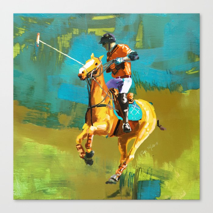 poloplayer abstract turquoise ochre Canvas Print