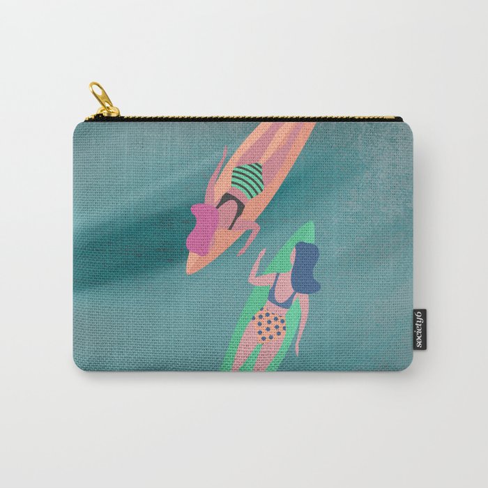 Surf Sisters - Pastel Pacific Ocean Green Carry-All Pouch