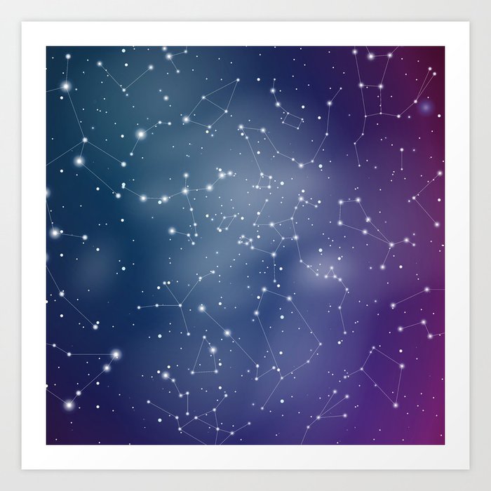 Zodiac Signs Constellations Gradient Shine Art Print