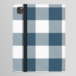 Navy Blue Buffalo Plaid Pattern Checkered Flannel Farmhouse Country Rustic Gingham Tartan iPad Folio Case