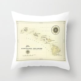 Hawaiian Islands [vintage inspired] map print Throw Pillow