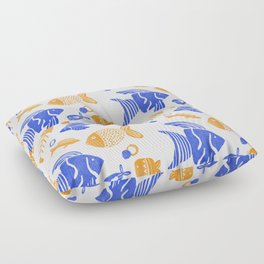 Blue and yellow tropical fishes Floor Pillow