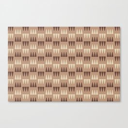 Retro Modernist Geometric Tri-Triangle Pattern 731 Brown Tan and Beige Canvas Print