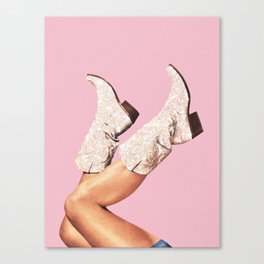 These Boots - Glitter Pink II Canvas Print