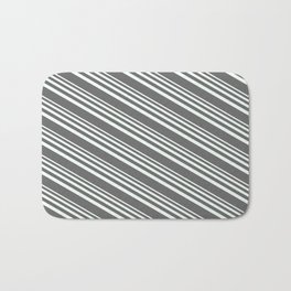 [ Thumbnail: Mint Cream & Dim Gray Colored Pattern of Stripes Bath Mat ]