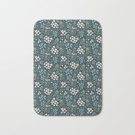 Teal Tranquility: A Tapestry of Floral Elegance Bath Mat