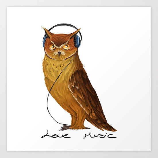 Love Music owl Art Print