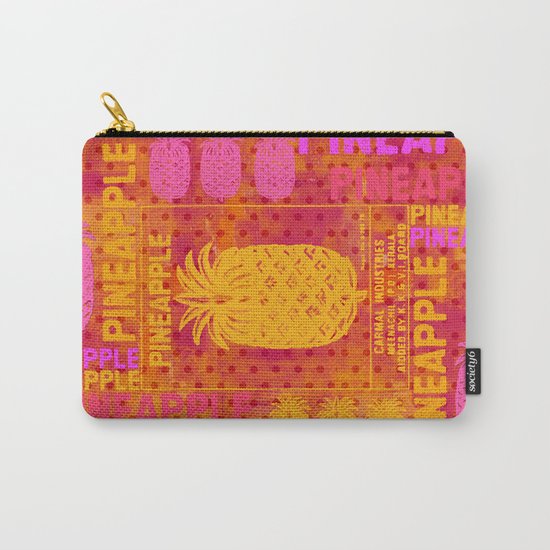 Pineapple pink orange colorful artwork Carry-All Pouch