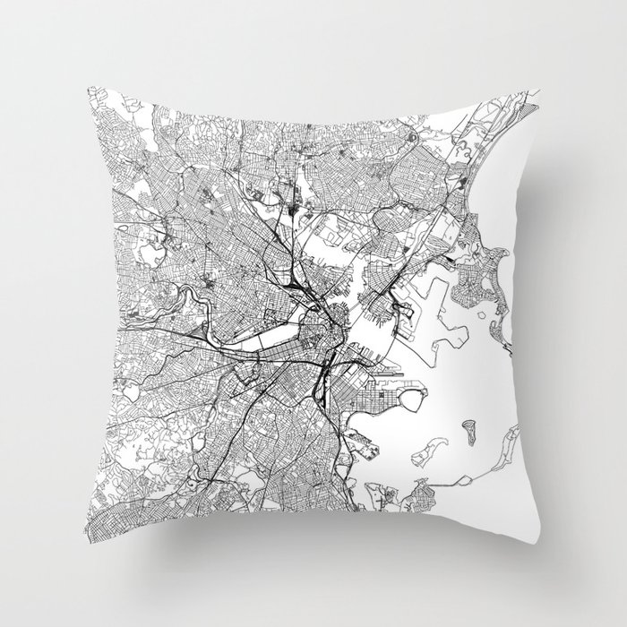 Boston Map Throw Pillow