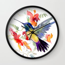 Hummingbird, floral bird art, soft colors Wall Clock | Hummingbirdart, Painting, Animal, Birdwallart, Bird, Hummingbirdprint, Tropicalcolors, Tropical, Hummingbirds, Ink 