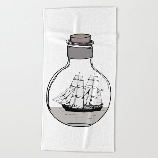 The ship in the bulb Beach Towel