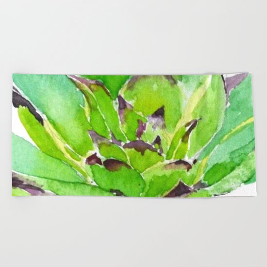 green succulent 3 Beach Towel