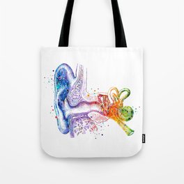 Ear Anatomy Cochlea Inner Outer Ear Watercolor Anatomy Gifts Tote Bag
