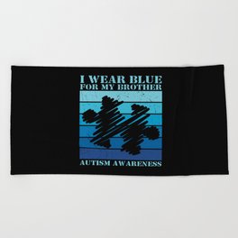 I Wear Blue For My Brother Autism Puzzle Beach Towel
