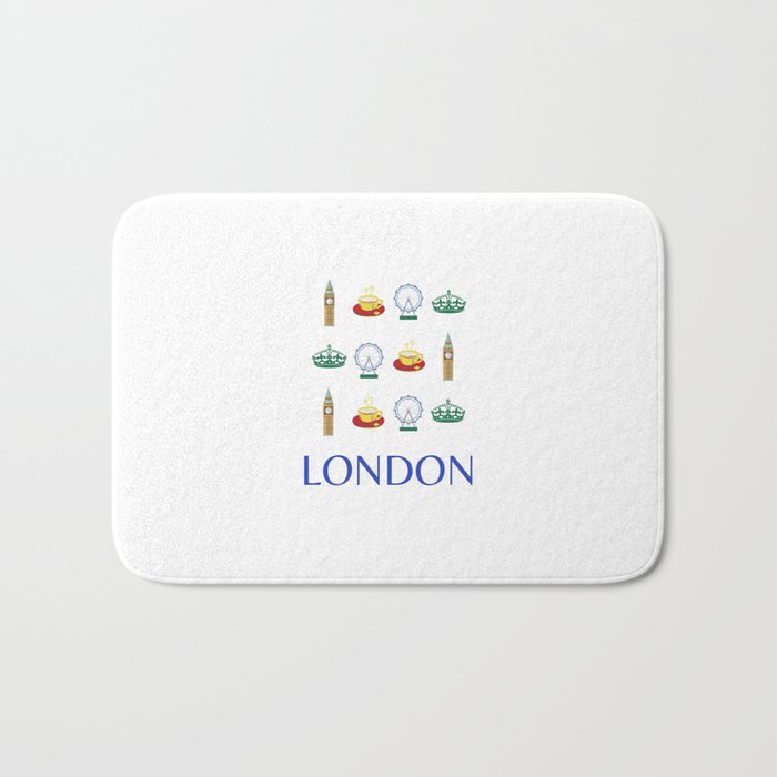 London Retro Art Decor Vacations Art Modern Boho Decor Bath Mat