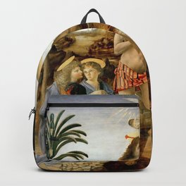 Andrea del Verrocchio, Leonardo da Vinci "Baptism of Christ" Backpack | Masters, Baptismofchrist, Artmasters, Masterpiece, Arthistory, Italianrenaissance, Renaissance, Davinci, Bible, Leonardodavinci 
