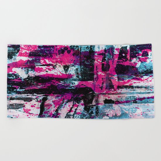 Express Yourself II - Abstract pink and blue artwork Beach Towel